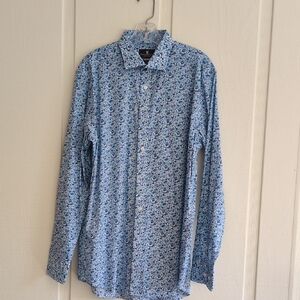 Psycho Bunny Robert Godley Blue Floral Button Down Shirt